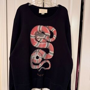 Gucci Black Top with Red and Gray Snake Motif
